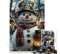 Bonhomme de Neige Charmant avec Lanterne Puzzle de 1000 pièces pour Adolescents Stratégie,réflexion Facile,détente,Ajustement précis Cadeau Festif (38x52cm)