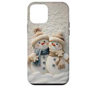 Bonhomme de Neige Confortable brodé Noël Hiver Flocon de Neige Coque pour iPhone 12 Mini