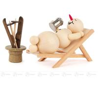 Bonhomme de Neige Dans Chaise Longue Bxhxt = 9x6, 5x4, 5cm Neuf Erzgebirge