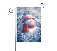 Bonhomme de neige dans la neige houx feuilles de houx drapeau de jardin 30 x 45 cm vertical double face ferme vacances décorations extérieures drapeau cour
