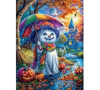 Bonhomme de Neige dans Le Jardin d'halloween 1000 Pièces Puzzle Collectionneur en Carton Rigide sans Déformation Mythes Animal Plante Très Difficile Motif Complexe Décoration Murale Qual