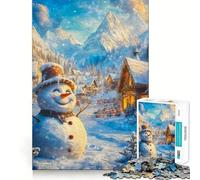 Bonhomme de Neige dans Un Paysage Hivernal féérique Puzzle de 1000 pièces pour Adolescents Jeu de Puzzle Stimulant la réflexion Activité de Groupe Cadeau Classique Assembler (38x26cm)