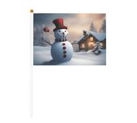 Bonhomme de neige de Noël à 3 impressions pratique drapeau à main polyvalent drapeaux mât fêtes défilés décorations vacances
