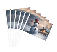 Bonhomme de neige de Noël à 3 impressions pratique drapeau à main polyvalent drapeaux mât fêtes défilés décorations vacances