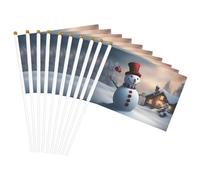 Bonhomme de neige de Noël à 3 impressions pratique drapeau à main polyvalent drapeaux mât fêtes défilés décorations vacances