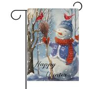 Bonhomme De Neige D'Hiver, Cardinal Des Neiges, Oiseaux Rouges, Arbre Drapeau Résistant Aux Intempéries Drapeau De Jardin Couleurs Vives Garden Flag Pour Bar Extérieur Intérieur 30X45Cm