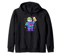Bonhomme de Neige en Cuir avec bière Party Apres Ski Bayern Sweat à Capuche