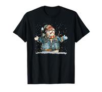 Bonhomme de Neige en Denim Patchwork de Noël Confortable et Joyeux Charme Rustique T-Shirt