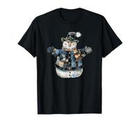 Bonhomme de Neige en Denim Patchwork Joyeux Charme Rustique enneigé T-Shirt