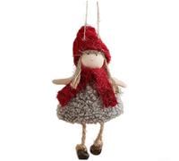 Bonhomme de neige en peluche douce à suspendre avec pendentif écharpe rouge pour décoration de sapin de Noël et décoration festive de la maison, fait à la main avec des coutures détaillées (A)