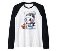 Bonhomme de Neige et écureuil Mignon Cadeau d'hiver pour Enfants Famille Noël Manche Raglan