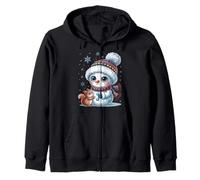 Bonhomme de Neige et écureuil Mignon Cadeau d'hiver pour Enfants Famille Noël Sweat à Capuche