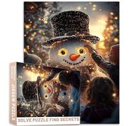 Bonhomme de neige Forêt Puzzle Coucher de soleil 1000 pièces Lumières Lumineuses Scène Magique Enfants Coloré Puzzle DIY pour Décoration de la Maison Cadeaux Famille Puzzle Parfait pour Nuits de Jeu