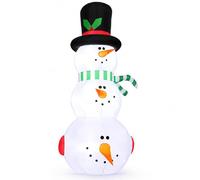 Bonhomme de neige gonflable de 2,4 m - Décoration de Noël | Ventilateur intégré, 3 lumières LED, cordon de 3 m, 4 piquets, 4 cordes, 2 sacs de sable, tissu résistant aux intempéries