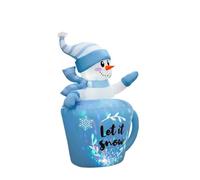 Bonhomme de Neige Gonflable de Noël dans Une Tasse, Adorable Bonhomme de Neige Bleu Gonflable Attendant la Neige(US-)