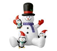 Bonhomme de Neige Gonflable de Noël - Décoration Gonflable de Festival avec lumières LED et 3 Pingouins, Bonhomme de Neige Gonflable et Assise imperméable, pour fête, Jardin, Patio, Photo de