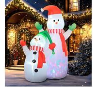 Outsunny Bonhomme de Neige Gonflable de Noël de 240 cm avec lumières LED, matériel Fixation et souffleur, décoration de Noël pour l'intérieur et l'extérieur résistant aux intempéries IP44