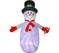 Outsunny Bonhomme de Neige Gonflable de Noël de 240 cm avec lumières LED et discothèque Dynamique, matériel Fixation et souffleur, décoration de Noël intérieur et extérieur, résistant aux intempéries