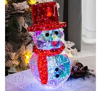 Bonhomme de neige holographique coloré et lumières de sapin de Noël - Décorations de vacances irisées pour une utilisation en intérieur/extérieur, parfaites pour un sapin de Noël festif et une