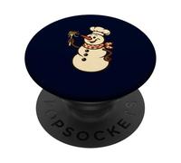 Bonhomme de Neige Italian Chef Pâtes Noël Vintage Cuisine Pun PopSockets PopGrip Adhésif