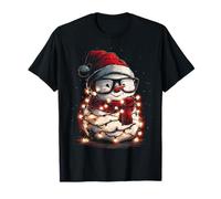 Bonhomme de Neige Mignon avec Lunettes Chapeau de Père Noël Festif Hiver T-Shirt