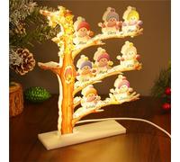 Bonhomme de neige personnalisé pour maison de Noël - 1 à 10 noms d'enfants - Bonhomme de neige - Arbre généalogique - Lampe de table - Décoration d'intérieur - Cadeau pour grand-mère (bonhomme de