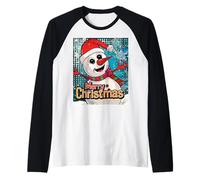 Bonhomme de Neige Pop Art Noël drôle Bonnet Père Noël Manche Raglan