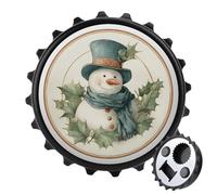 Bonhomme de neige portant un chapeau haut-de-forme écharpe feuilles de houx décapsuleur rond aimants de réfrigérateur boissons bière décapsuleur magnétique pour réfrigérateur, cuisine, bureau