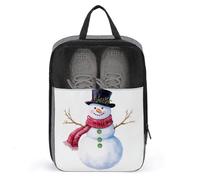 Bonhomme de neige portant un chapeau haut-de-forme noir, écharpe rouge, sac à chaussures pour voyage, usage quotidien, sac de rangement anti-poussière pour chaussures de golf