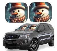 Bonhomme de neige portant un chapeau pare-soleil de voiture 2 pièces pliable pare-soleil de voiture pare-soleil pour fenêtre avant pare-soleil de voiture pare-soleil universel couverture intérieure de