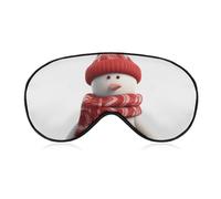 Bonhomme de neige portant une écharpe rouge masque de sommeil doux et confortable avec sangle réglable pour les yeux pour homme femme travail voyage