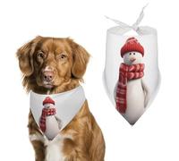 Bonhomme de neige portant une écharpe rouge pour chien, bandana triangulaire, écharpe lavable en polyester, bavoirs mignons pour animaux de compagnie pour chiens de moyenne et grande taille, chiots et