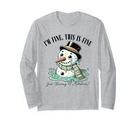 Bonhomme de Neige rétro I'm Fine This is Fine Just Having A Meltdown Manche Longue
