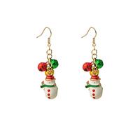 Bonhomme de neige Rouge Vert Noël Jingle Mignon Ornement Dangle D'oreilles Pour Les Femmes Adolescentes Filles Hameçon Dangling Hanging Holiday Festival Party Bijoux Cadeau (B, One Size)