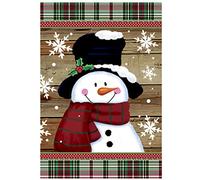 Bonhomme De Neige Souriant Avec Une Écharpe Rouge Garden Flag Décoratif Drapeau De Jardin Résistant Aux Intempéries Drapeau Pour Extérieur Cour Vacances 30X45Cm