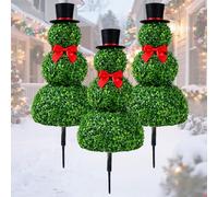 Bonhomme De Neige Topiaire De Noël pour L'extérieur, Buis Topiaire De Noël pour L'intérieur, Pot De Sapin Artificiel en Forme De Bonhomme De Neige avec Nœud Rouge Et Bonnet De Père
