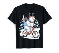 Bonhomme de Neige vélo d'équitation Amusant en Hiver T-Shirt Graphique avec Valeur