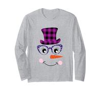 Bonhomme de Neige Visage Carotte Nez Cils léopard Lunettes Noël Manche Longue