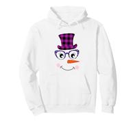 Bonhomme de Neige Visage Carotte Nez Cils léopard Lunettes Noël Sweat à Capuche