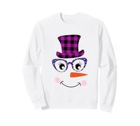 Bonhomme de Neige Visage Carotte Nez Cils léopard Lunettes Noël Sweatshirt