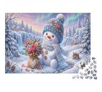 Bonhomme de neigePuzzles 1000 Pièces Complet Aurora Village enneigé pour Seniors Relaxation Mentale Amusement par Temps De Pluie 70x50cm/1000pcs