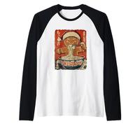 Bonhomme en Pain d'épice Mangeant des Nouilles Ramen Ukiyo-e Noël Manche Raglan