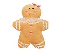 Bonhomme en pain d'épices en peluche - Oreiller en peluche de Noël souffert de gingembre - en pain d'épice - Coussin de canapé festif - 50 cm - Pour chambre à coucher, salon, lit, canapé