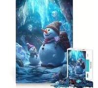 Bonhommes de Neige dans Une Grotte de Glace Puzzle de 1000 pièces pour Adultes Cadeau Stimulant pour l'esprit Jeu de Loisirs Facile Découpe précise Idée Cadeau Originale (50x75cm)