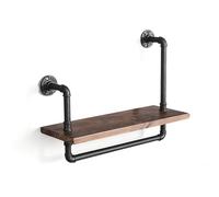 Boniffyy Étagères Industrielles Tubulaires Étagère De Rangement Tubulaire Vintage Étagère Murale en Bois Massif Industriel Rayonnage à Tubes Vintage Rack (A, 60cm*20cm*35cm)