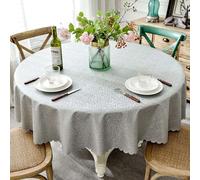 Boniffyy Nappes Circulaire Rondes Anti Tache Nappe PU Tablecloth Circle pour Maison Salle à Manger Table De Extérieur Cuisine Decoration pour Table Circulaire(Size:160CM,Color:Gris)