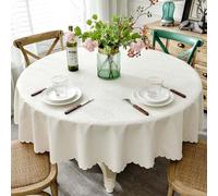 Boniffyy Nappes Circulaire Rondes Anti Tache Nappe PU Tablecloth Circle pour Maison Salle à Manger Table De Extérieur Cuisine Decoration pour Table Circulaire(Size:220CM,Color:Blanc)