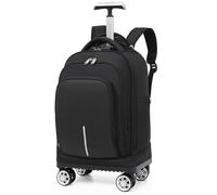 Boniffyy Sac Dos roulettes 18 Pouces avec 4 Roues, Grande Capacité avec Cadenas à Combinaison, 2 en 1 Trolley Résistant et Anti-vol, Hommes Adulte Cartable Voyage d'affaires (Noir)