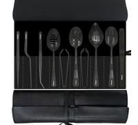 Bonigour Ensemble d'outils de placage culinaire, 11 pièces, noir, ustensiles de cuisine professionnels, en acier inoxydable, cuisine moderniste, art alimentaire (11 pièces)