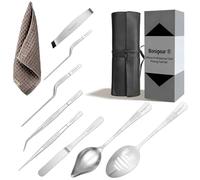 Bonigour Outils de placage de chef, ensemble d'outils professionnels de placage culinaire en acier inoxydable, pince à épiler à poisson, spatule à pâtisserie, pince à épiler de décoration de gâteaux